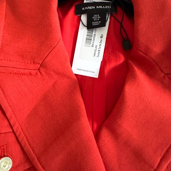 Karen Millen Tailored Db Tux Midi Dress Red Orange NWT 4 ❤️ - Picture 3 of 9